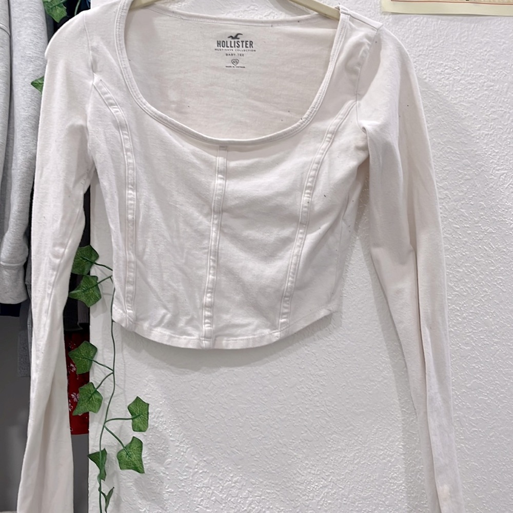 Hollister white corset baby tee